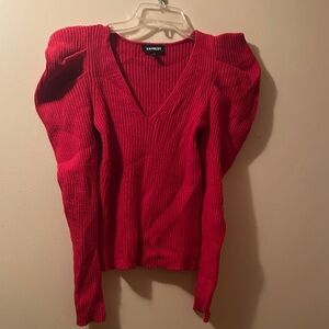 Express Women's Bold Red V-Neck Sweater